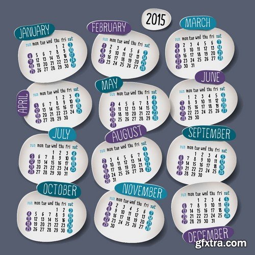 Stock Vectors - Calendar 2015 4, 25xEPS