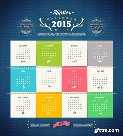 Stock Vectors - Calendar 2015 4, 25xEPS