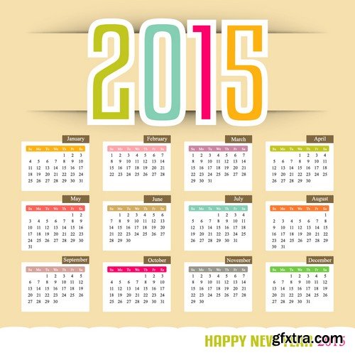 Stock Vectors - Calendar 2015 4, 25xEPS