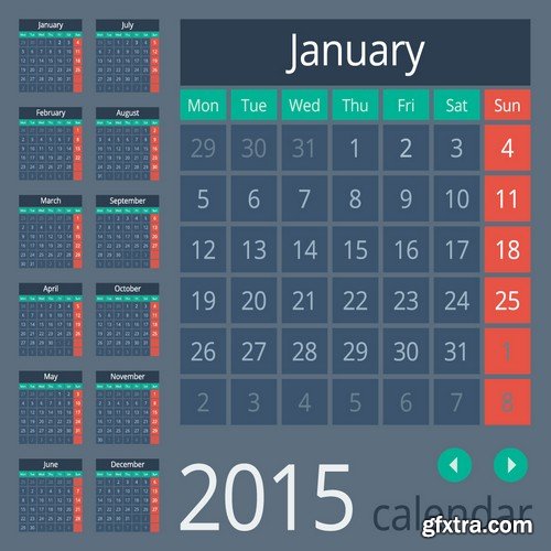 Stock Vectors - Calendar 2015 4, 25xEPS