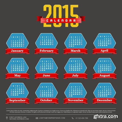 Stock Vectors - Calendar 2015 4, 25xEPS