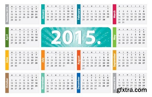 Stock Vectors - Calendar 2015 4, 25xEPS