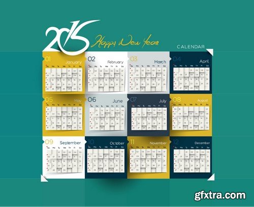 Stock Vectors - Calendar 2015 4, 25xEPS