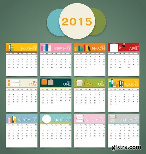 Stock Vectors - Calendar 2015 4, 25xEPS