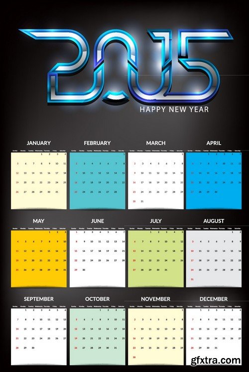 Stock Vectors - Calendar 2015 4, 25xEPS