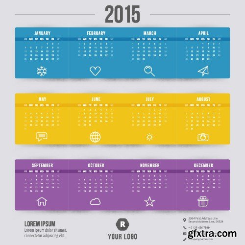 Stock Vectors - Calendar 2015 4, 25xEPS