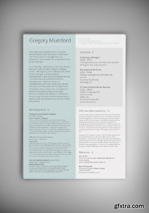 CreativeMarket - MINT CV/Resume 124446