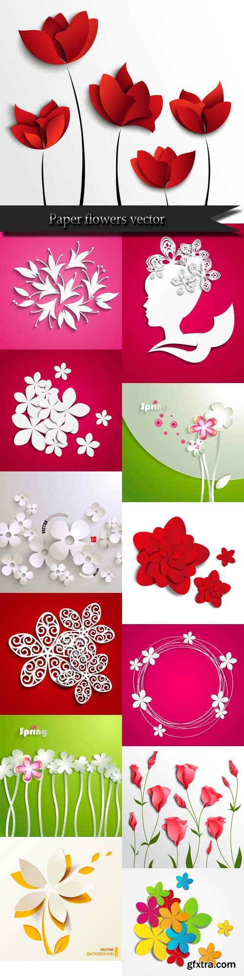 Paper flowers vector