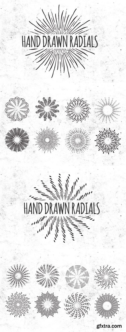 Hand Drawn Vector Radials Vol 2