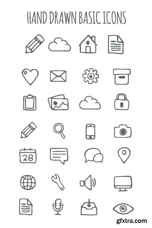 Hand Drawn Basic Icons Collection