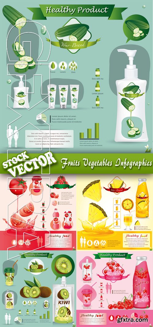 Stock Vector - Fruits Vegetables Infographics