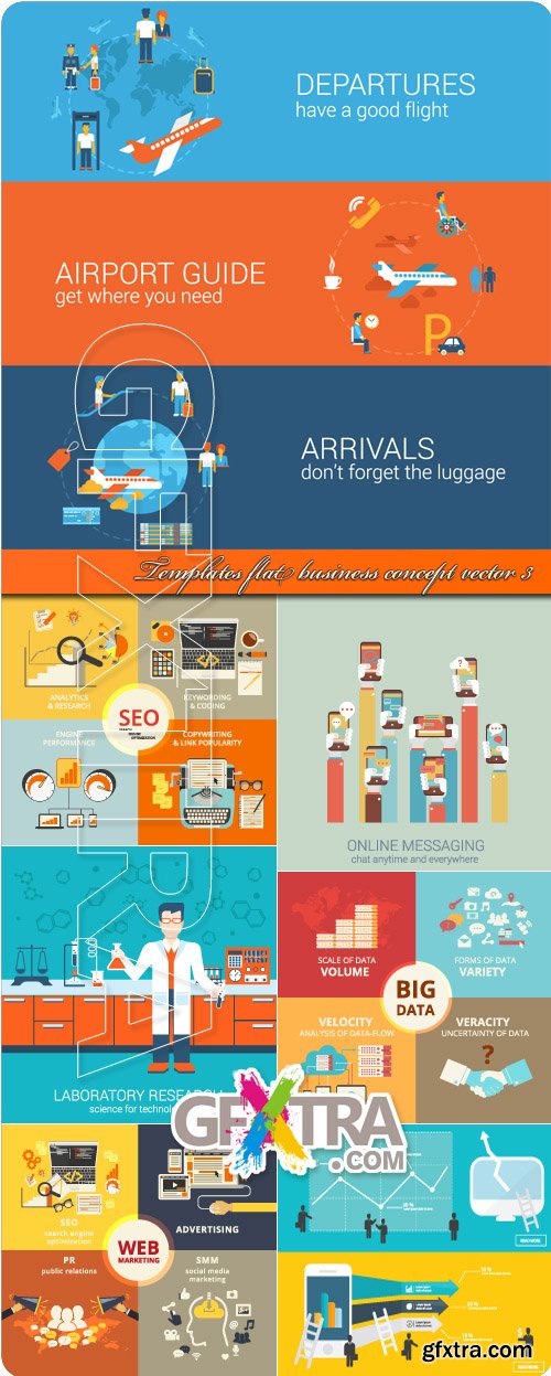 Templates flat business concept vector 3