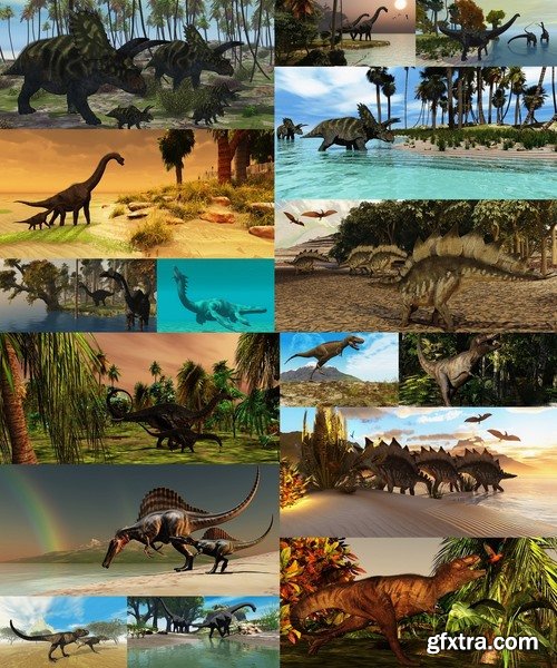 Collection of 3 d Dinosaurs  25 UHQ Jpeg