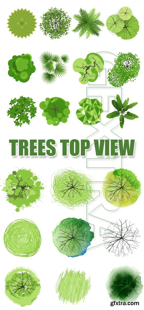 Green Trees Top View Vector