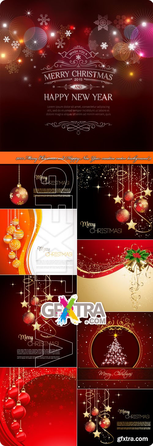 2015 Merry Christmas and Happy New Year creative vector background 9