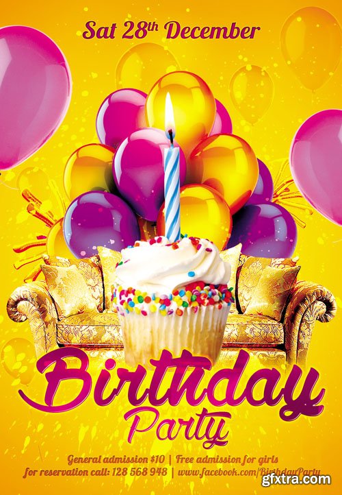 Birthday Party 2 Flyer PSD Template