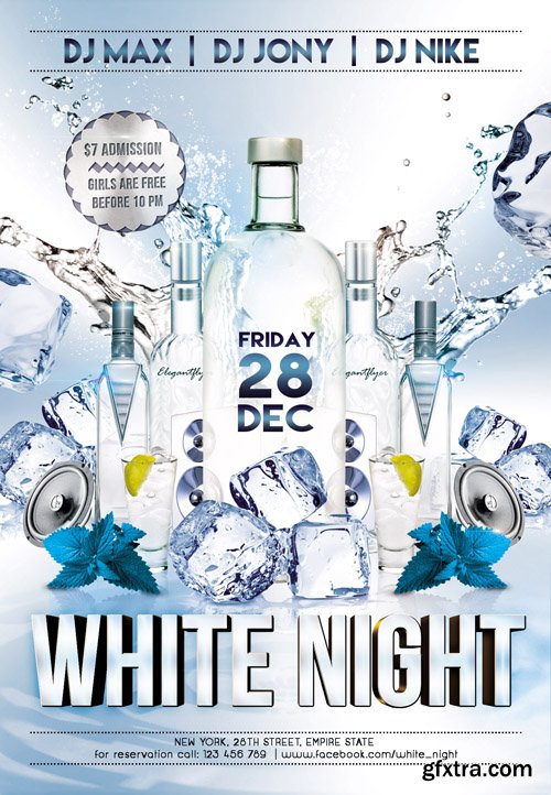 White Night Club Flyer PSD Template