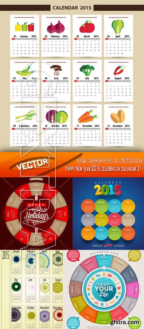 Stock Vector - Happy New year 2015 celebration calendar 31