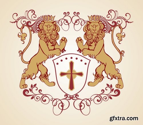 Collection of heraldry vector image 25 Eps