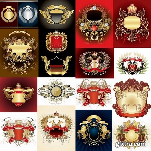 Collection of heraldry vector image 25 Eps