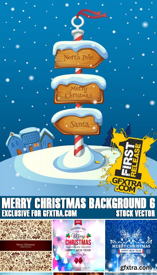 Stock Vectors - Merry Christmas Background 6, 25xEPS