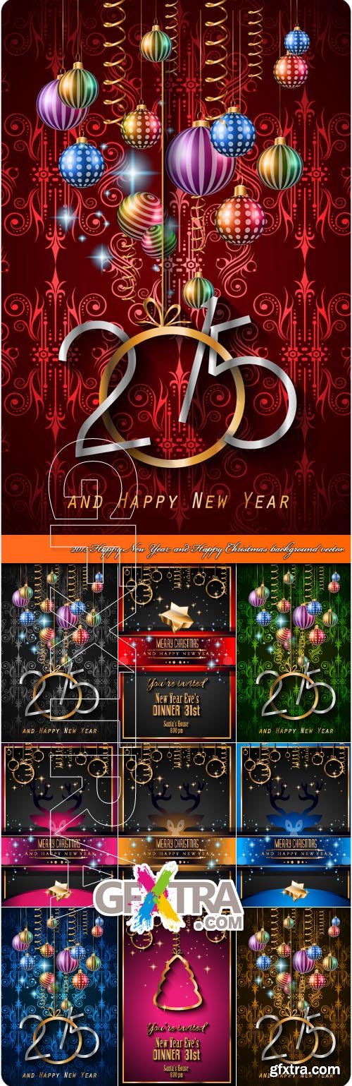 2015 Happy New Year and Happy Christmas background vector