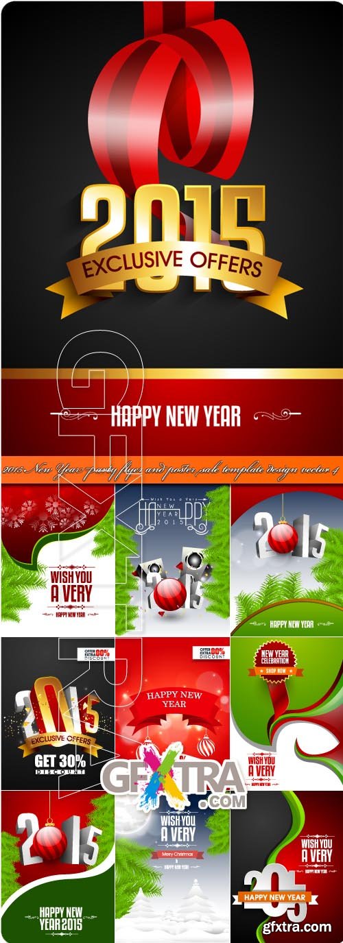 2015 New Year party flyer and poster sale template design vector 4