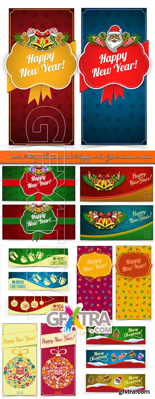 2015 Merry Christmas and Happy New Year banner vector