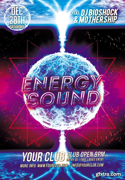 Energy Sound Flyer PSD Template