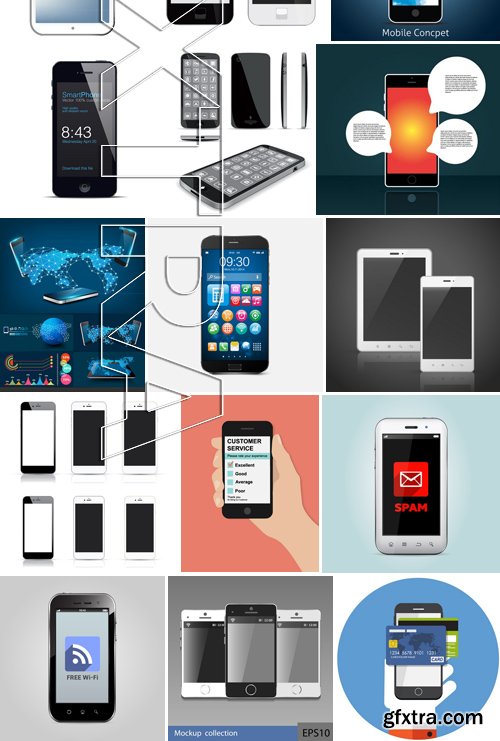 Stock Vectors - Smartphones 4, 25xEPS