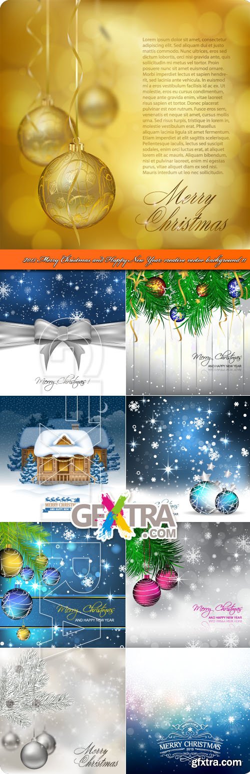 2015 Merry Christmas and Happy New Year creative vector background 11