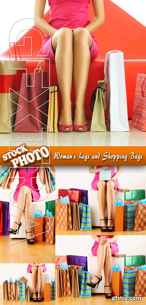 Stock Photo - Woman\'s Legs and Shopping Bags