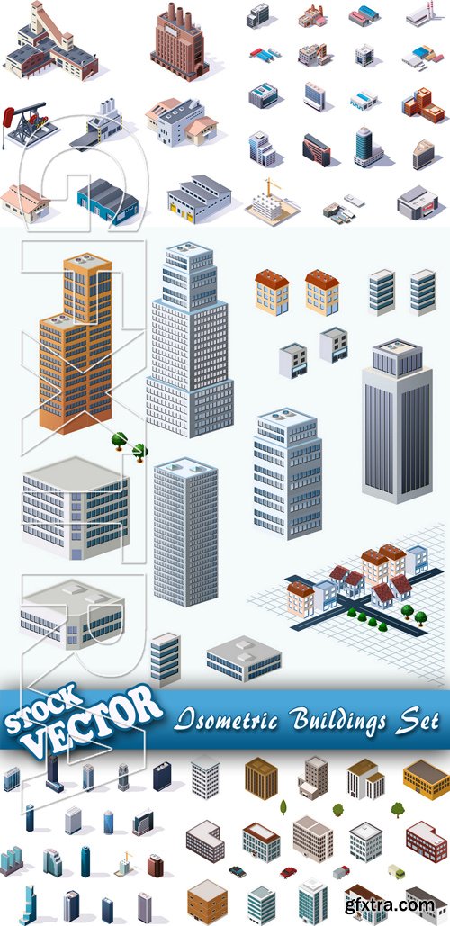 Stock Vector - Isometric Buildings Set