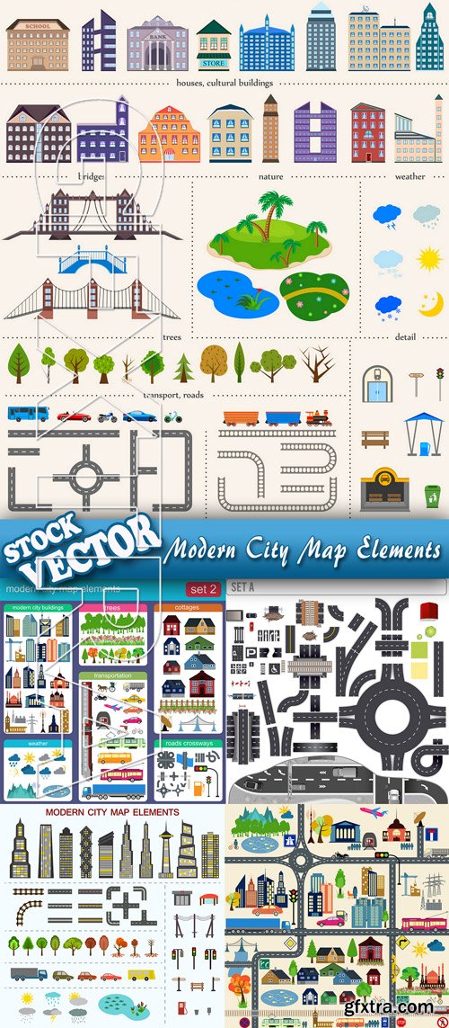 Stock Vector - Modern City Map Elements