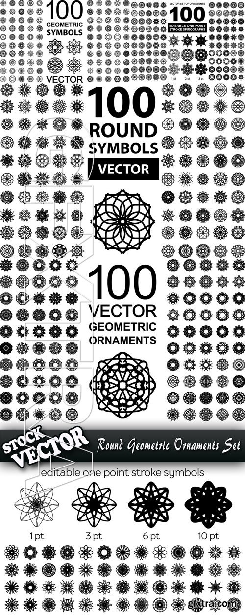 Stock Vector - Round Geometric Ornaments Set