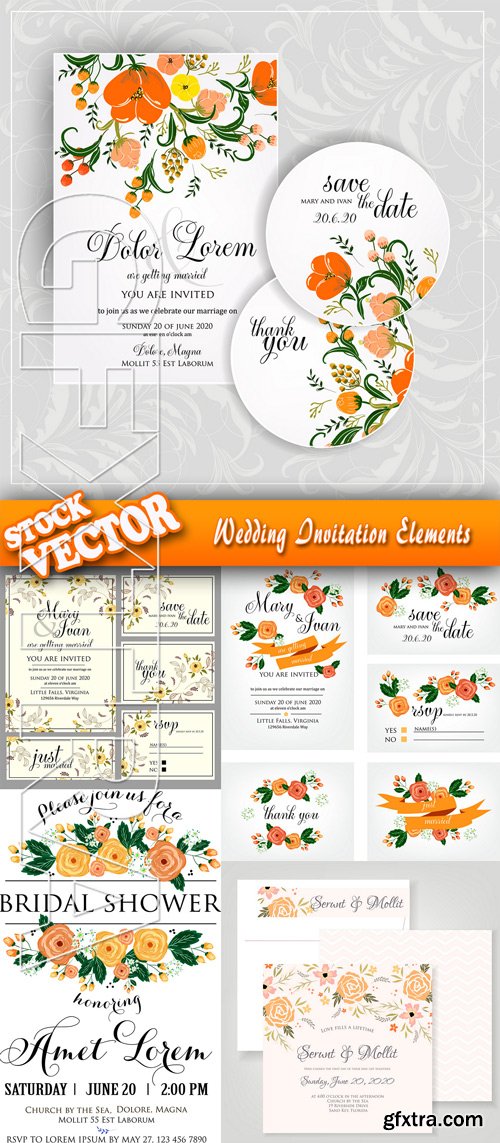 Stock Vector - Wedding Invitation Elements