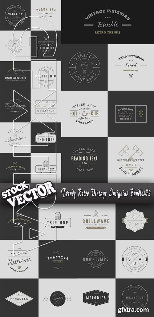 Stock Vector - Trendy Retro Vintage Insignias Bundles#2