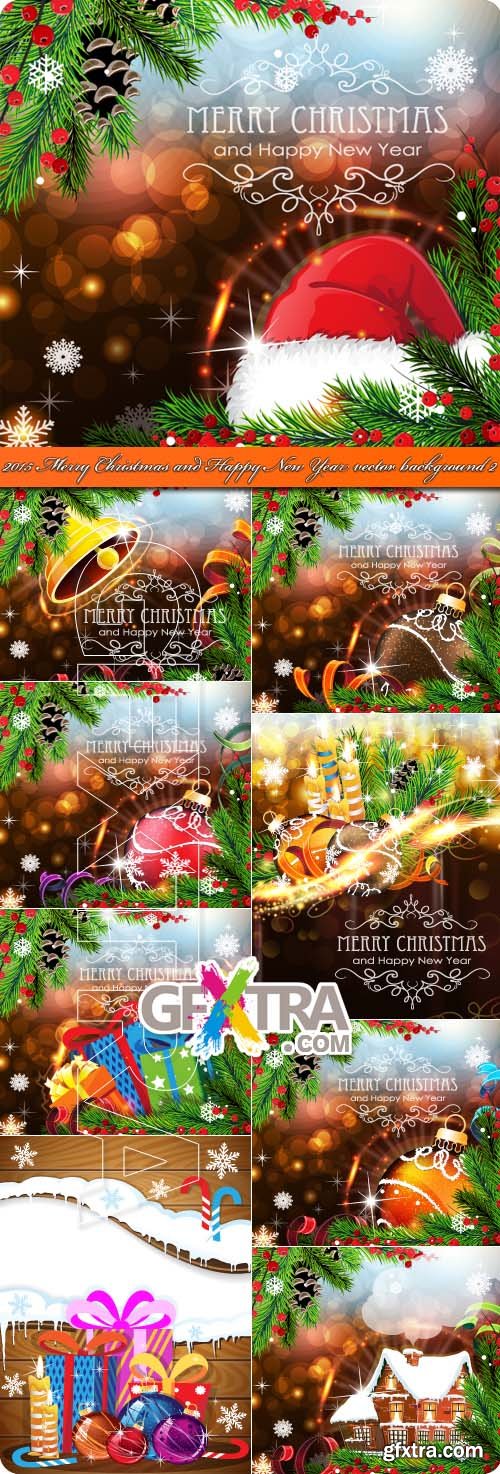 2015 Merry Christmas and Happy New Year vector background 2