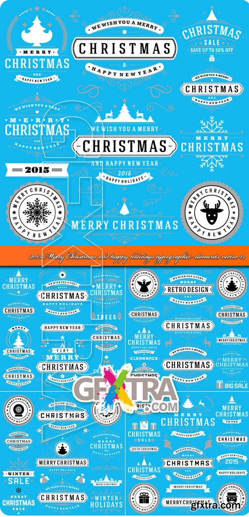 2015 Merry Christmas and happy holidays typographic elements vector 12