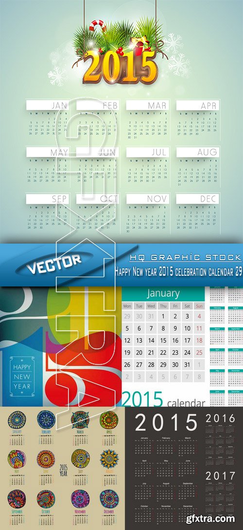 Stock Vector - Happy New year 2015 celebration calendar 29