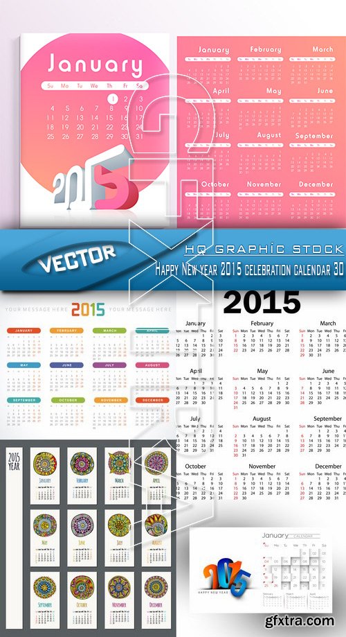 Stock Vector - Happy New year 2015 celebration calendar 30