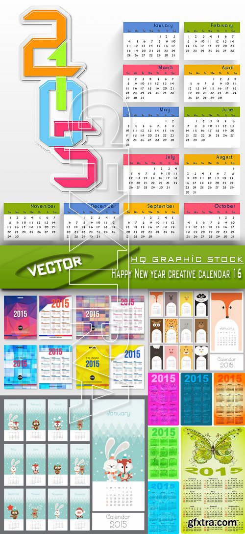 Stock Vector - Happy New year creative calendar 16