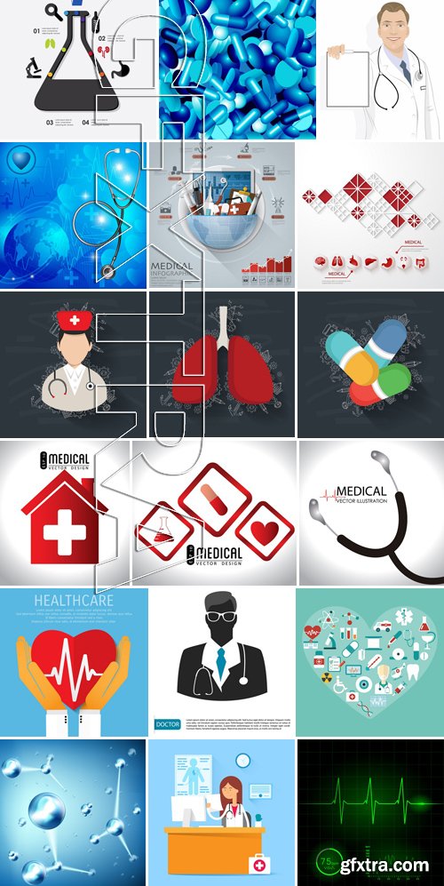 Stock Vectors - Medical background 6, 25xEPS