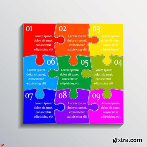 Business Puzzle Infographics 47xEPS