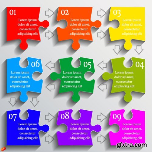 Business Puzzle Infographics 47xEPS