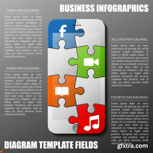 Business Puzzle Infographics 47xEPS