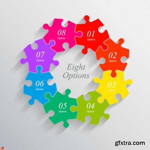 Business Puzzle Infographics 47xEPS