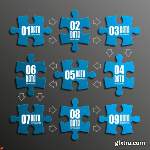 Business Puzzle Infographics 47xEPS