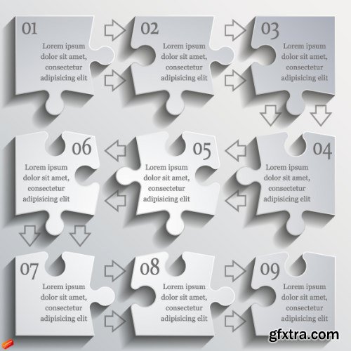 Business Puzzle Infographics 47xEPS