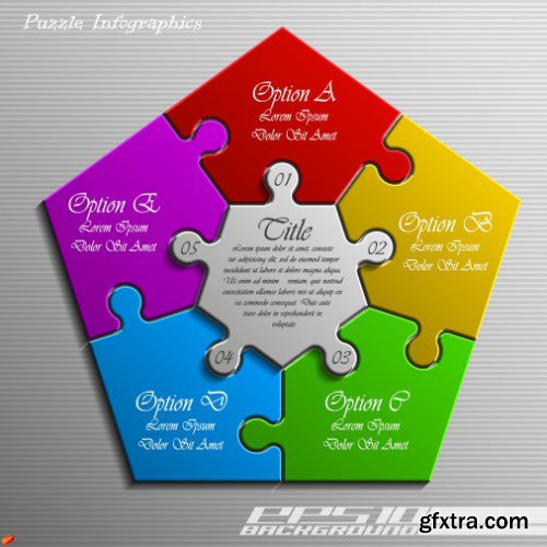 Business Puzzle Infographics 47xEPS